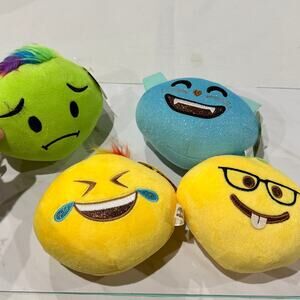 Emoji Plush Toys, Yellow, Green and Blue, 4 pack, New with tags